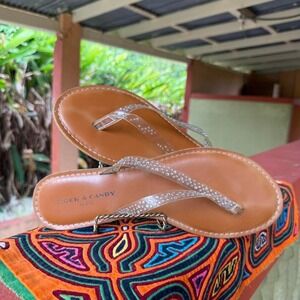 Rock & Candy by Zigi Clear Rhinestone Thong Sandals‎ Size 9.5